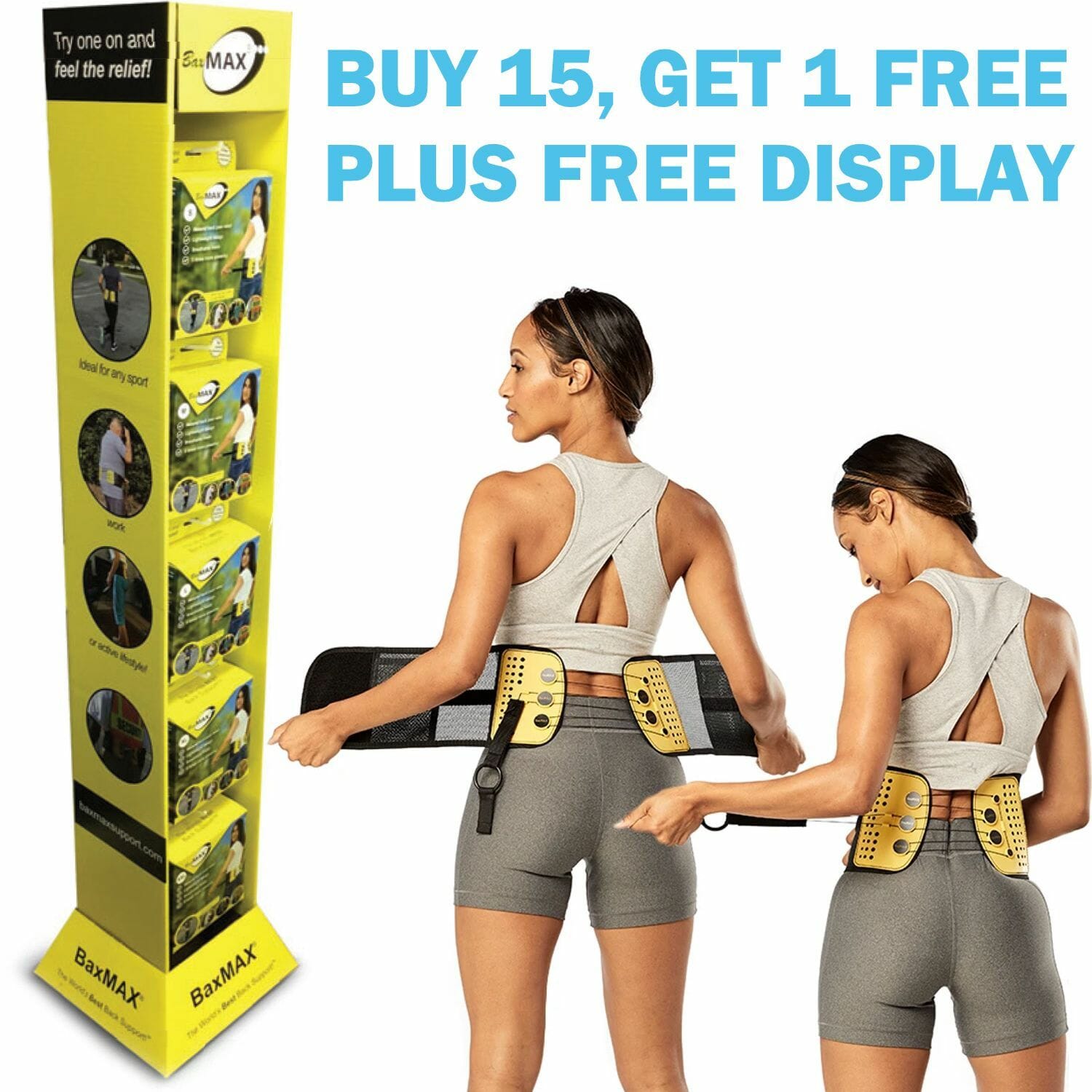 BaxMax Back Brace Starter Package (Includes POS Display & 16 Braces) BaxMax Back Brace Starter Package (Includes POS Display & 16 Braces)