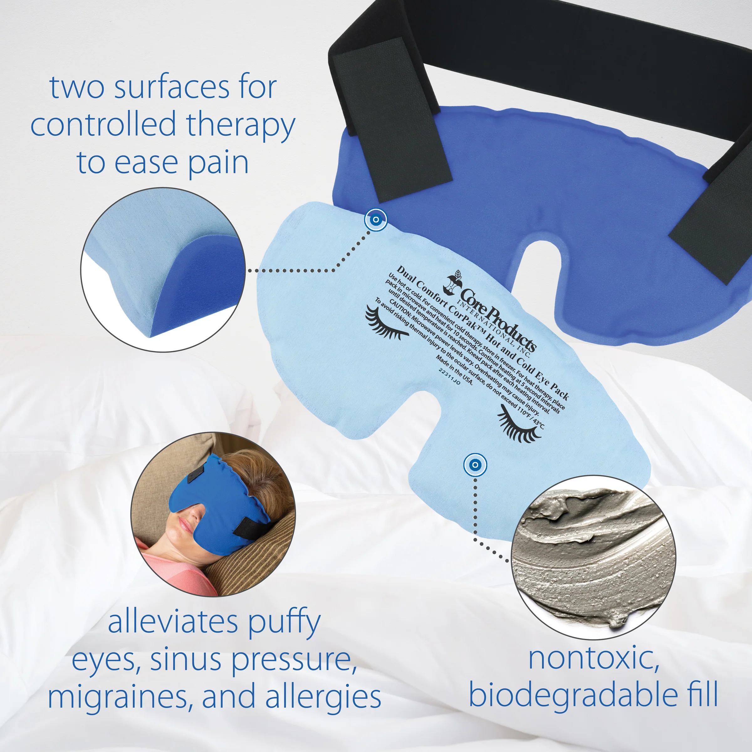 Dual Comfort CorPak™ Migraine Eye Mask Hot or Cold Therapy Pack Dual Comfort CorPak™ Migraine Eye Mask Hot or Cold Therapy Pack