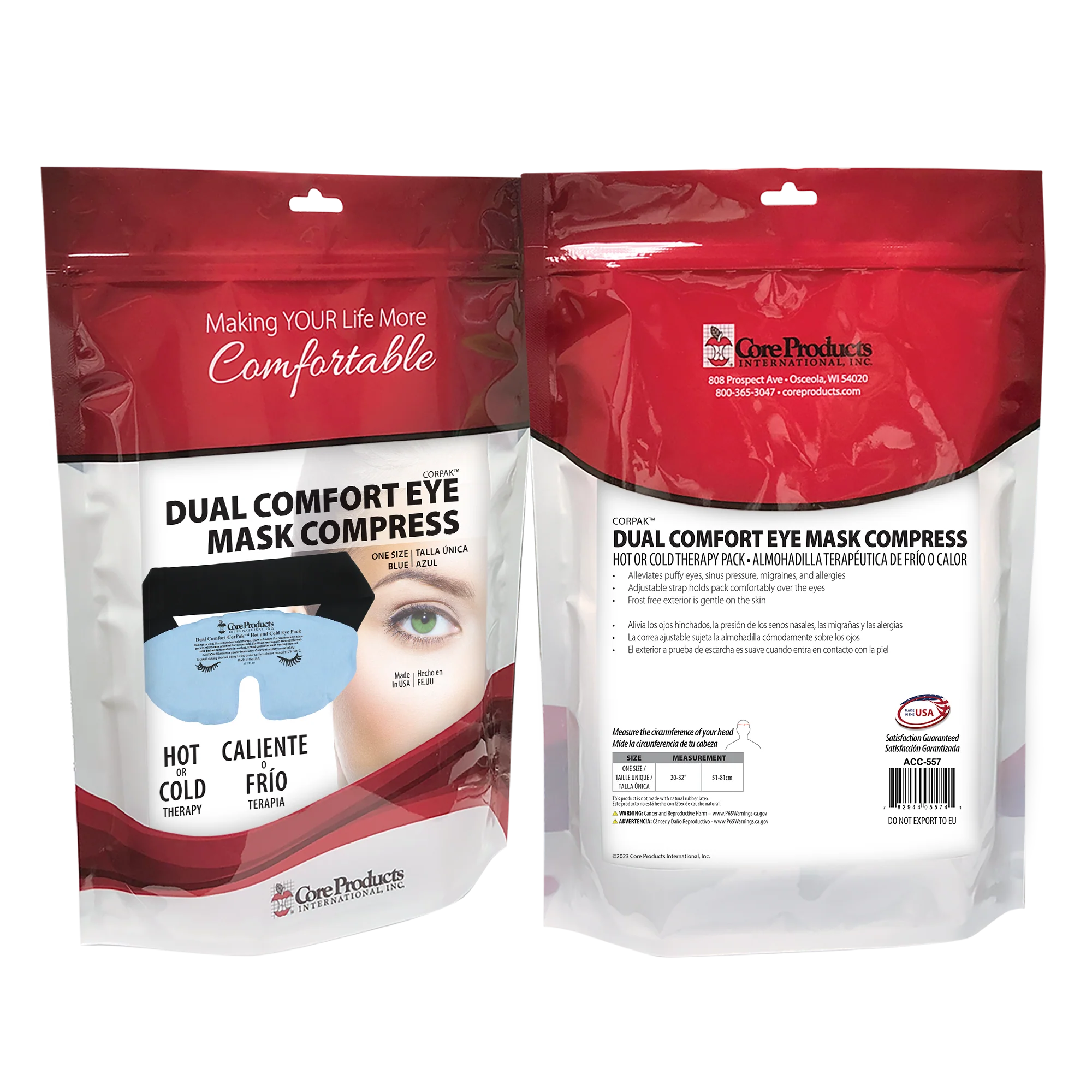 Dual Comfort CorPak™ Migraine Eye Mask Hot or Cold Therapy Pack Dual Comfort CorPak™ Migraine Eye Mask Hot or Cold Therapy Pack