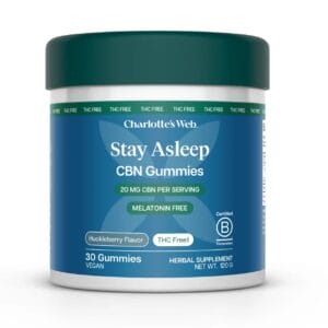 STAY ASLEEP CBN SLEEP GUMMIES Charlotte's Web Not for Resale in CA, VA, or GA